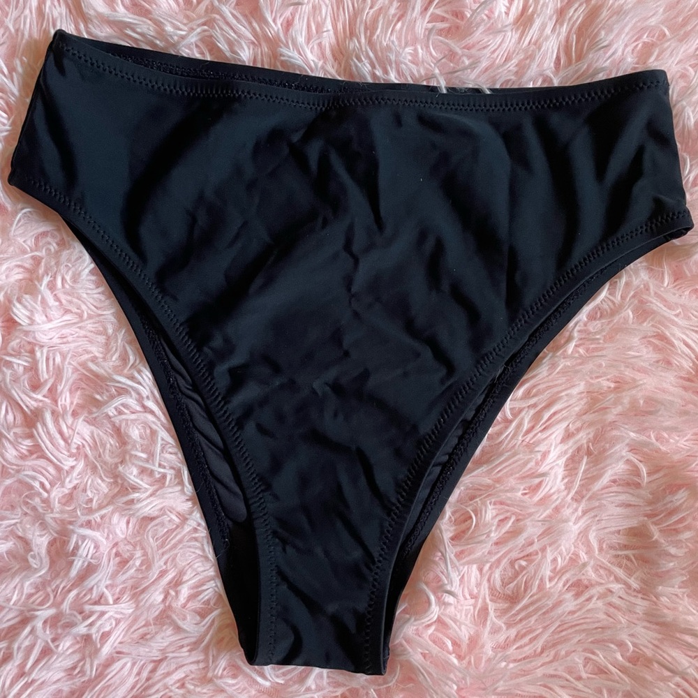 RELLECIGA Black High Cut Bikini Bottom Swimwear | Medium